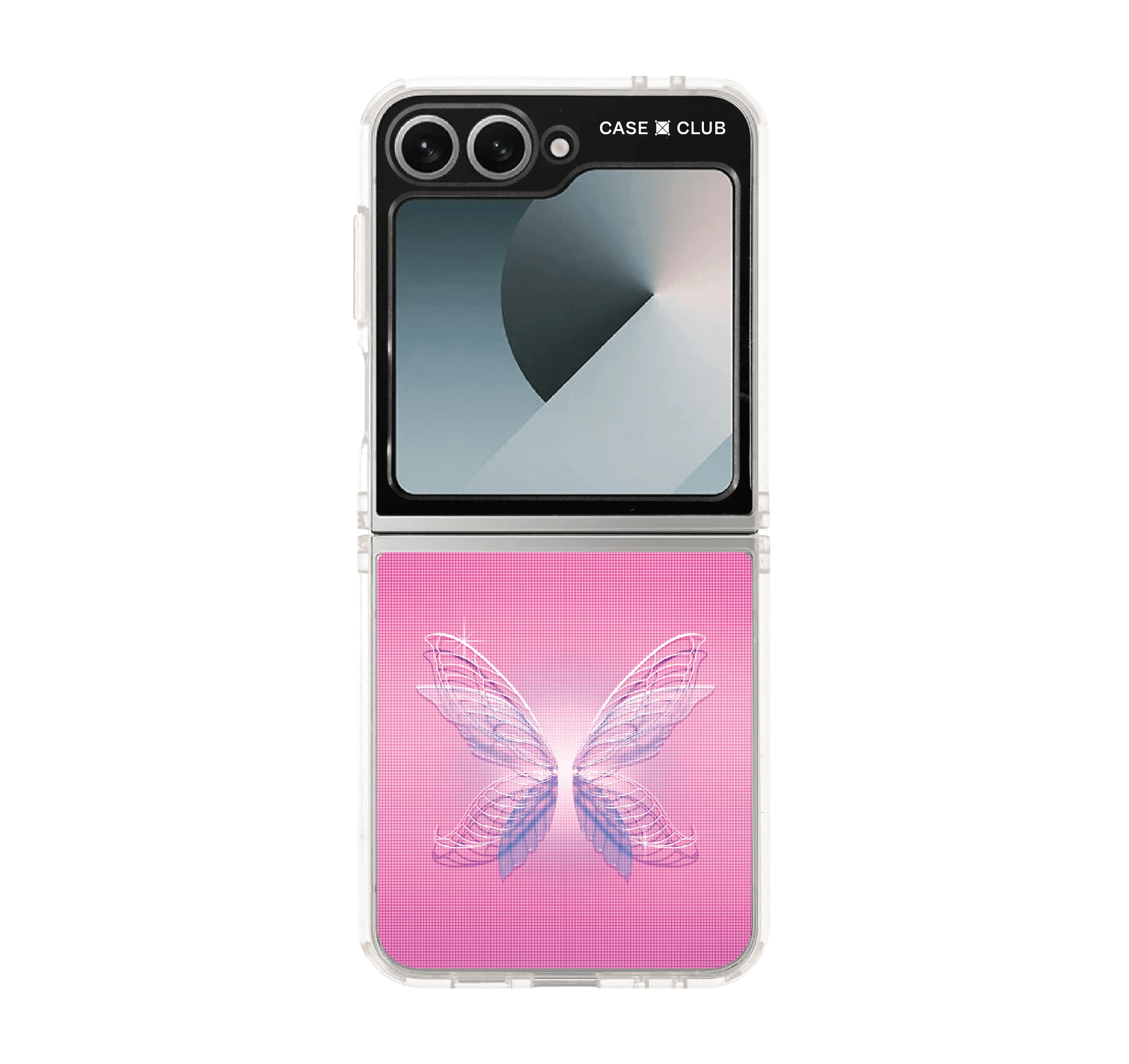 samsung galaxy z flip 6 clear case halftone butterfly